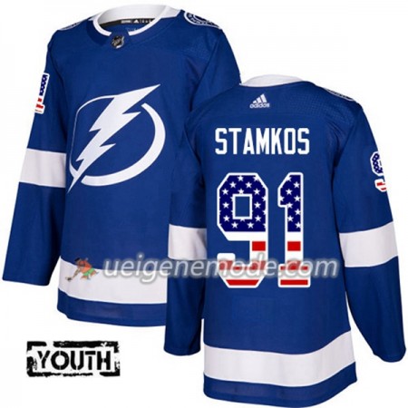 Kinder Eishockey Tampa Bay Lightning Trikot Steven Stamkos 91 Adidas 2017-2018 Blue USA Flag Fashion Authentic